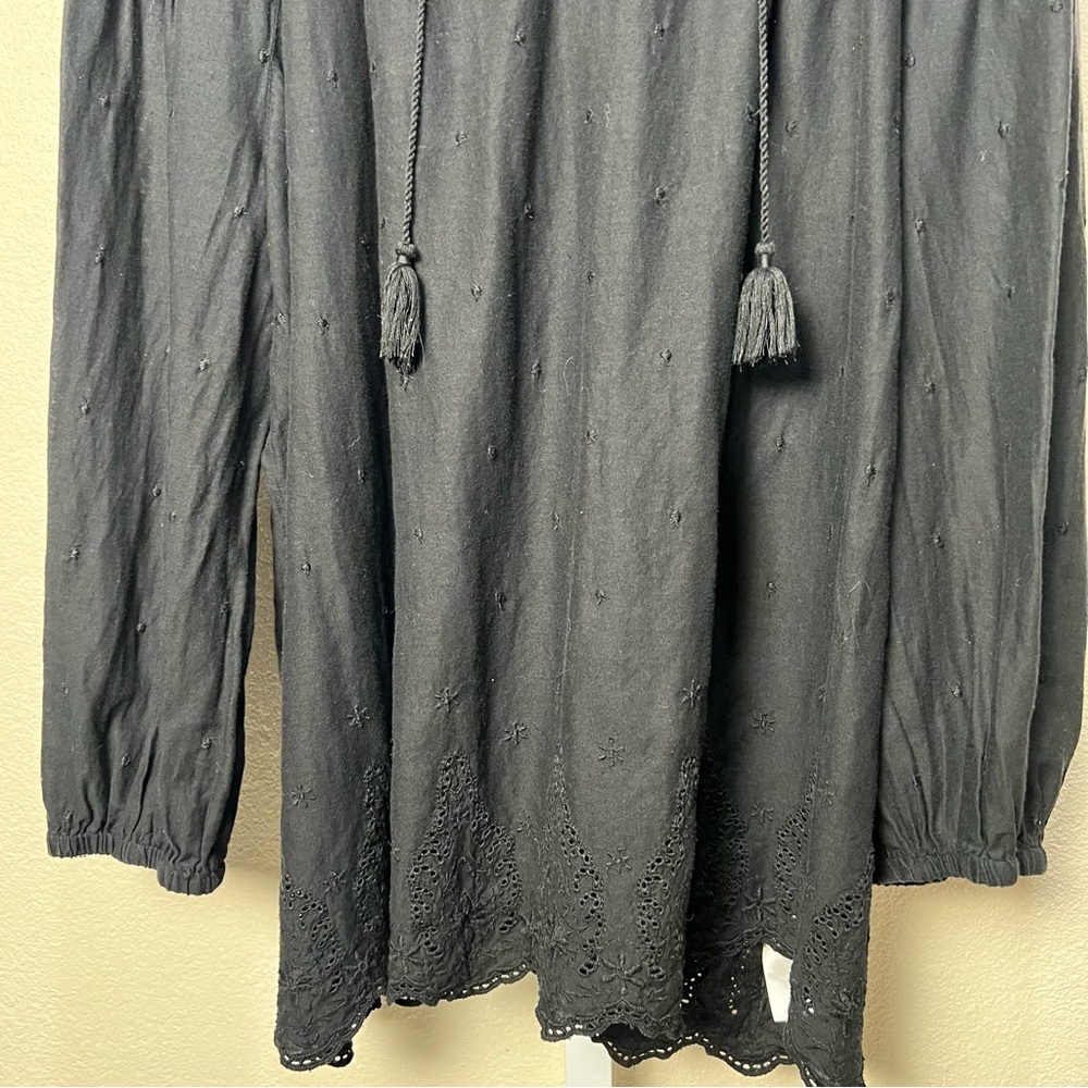 Old Navy Black Lace Trim Poet Blouse 3X Whimsigoth Dark Romantic Peasant - Picture 4 of 9